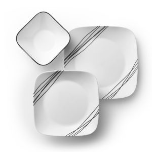 Square Simple Sketch 18-piece Dinnerware Set. Service for 6