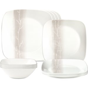 Corelle  Square Wandering Grove 12-piece Dinnerware Set. Service for 4